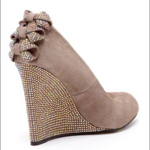 Betsey Johnson Beige Wedges with Sparkling Accents